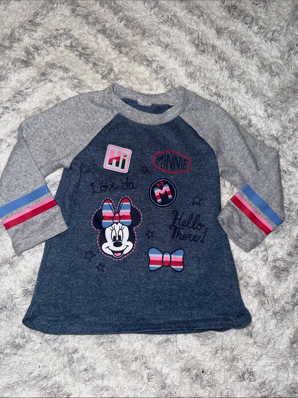 12-18m Disney Minnie Mouse Girls' Navy & Gray Raglan Top
